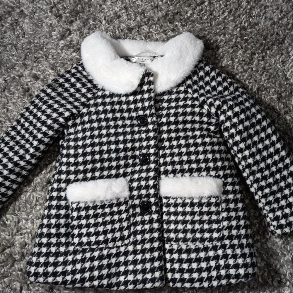 Kids Max Studio Stylish Houndstooth Jacket Coat Size 24m Girl
